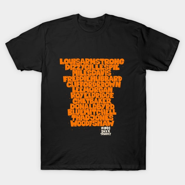 Jazz Legends in Type: The Trumpet Players T-Shirt by Boogosh